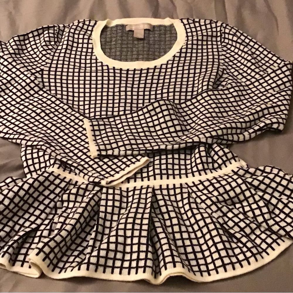 Black/White Banana Republic Peplum Sweater